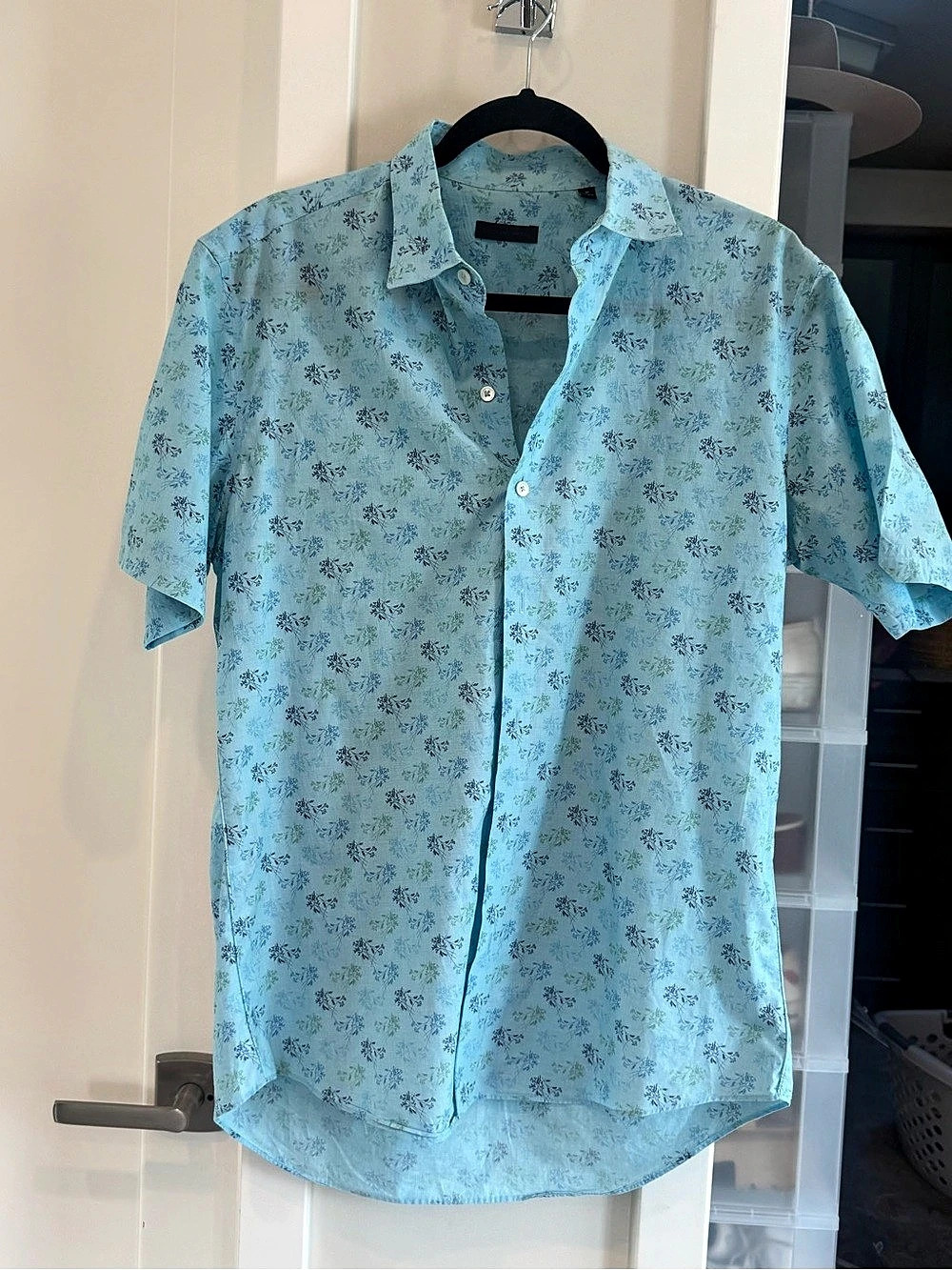 Zachary Prell Floral Cotton Button Down in Blue Medium